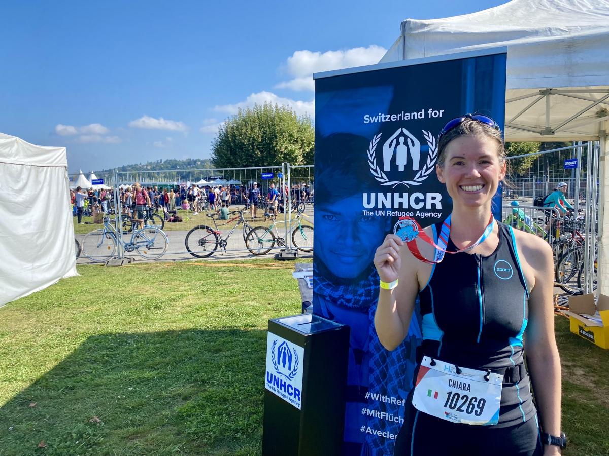 Chiara raised more than CHF 1,500 by getting people to sponsor her participation to the race. © Switzerland for UNHCR