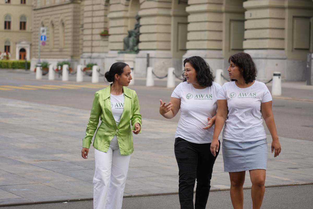 (From left to right) Maryam, Homayra and Khaleda are the three founders of AWAS. ©Switzerland for UNHCR