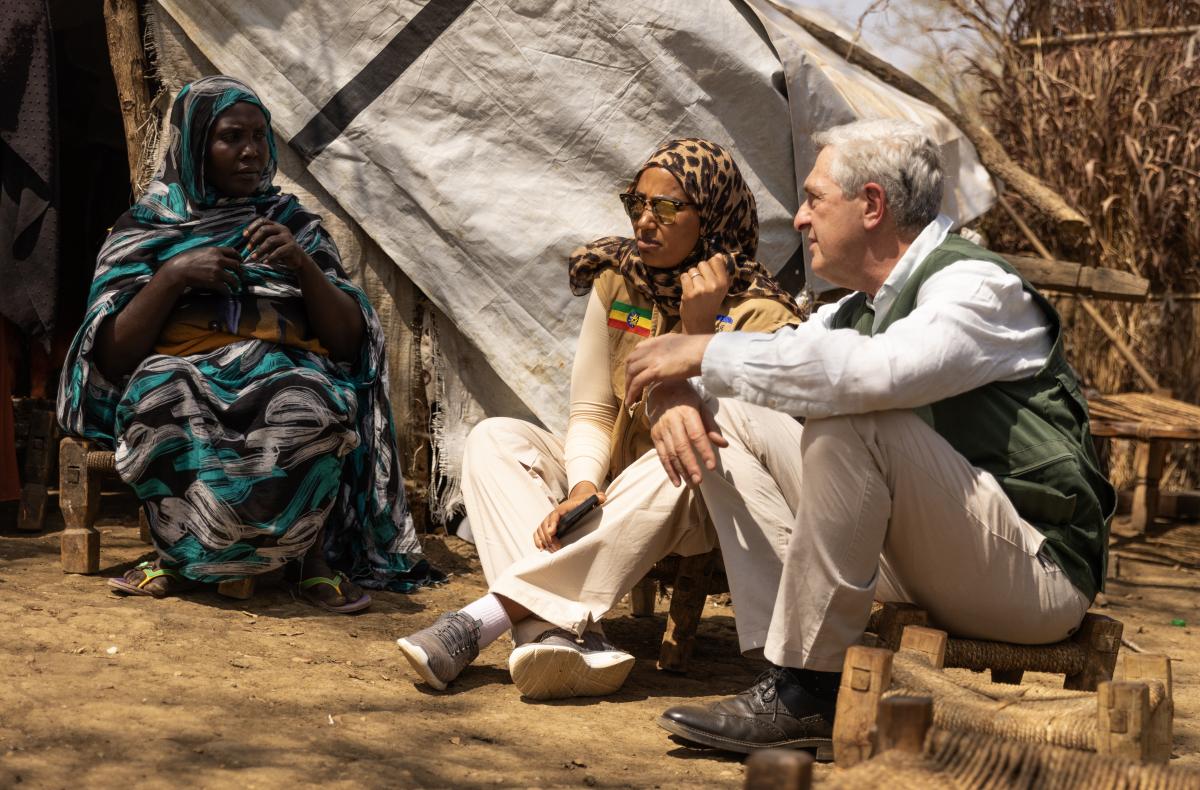 Der UN-Hochkommissar für Flüchtlinge, Filippo Grandi, besuchte Anfang 2024 Flüchtlinge aus dem Sudan, hier in Äthiopien.