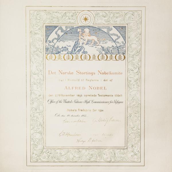 UNHCR Nobel Peace Prize awarded in 1954